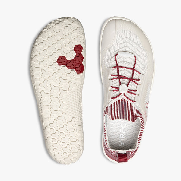 Vivo Barefoot Women's Primus Trail Knit FG, Limestone/ red rumba
