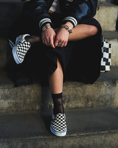 Vans Classic Slip-On Checkerboard shoe, black/ white-white
