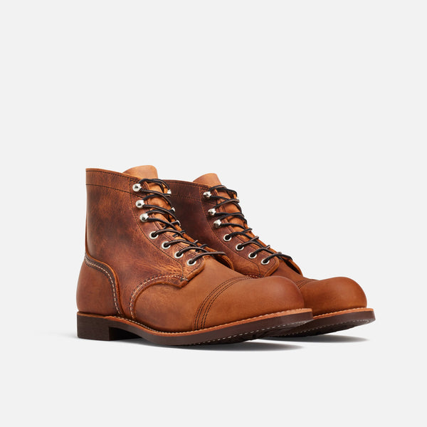 Red Wing Men's Iron Ranger 6-inch boot Regular width in rough&tough leather, Copper